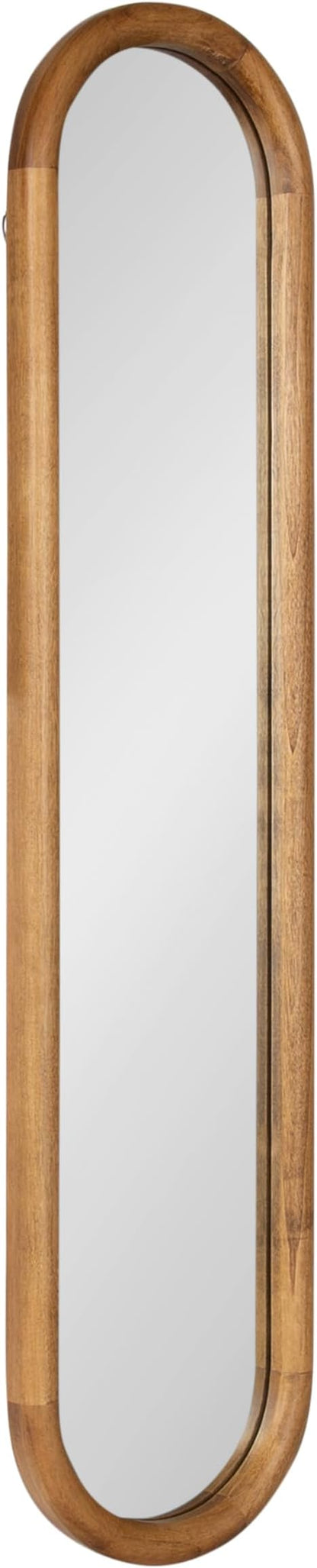 Kate and Laurel Talma Modern Slim Panel Wall Mirror, 9 x 36, Natural Wood, Transitional Narrow Mirror for Use as Versatile Entryway or Bedroom Wall Decor