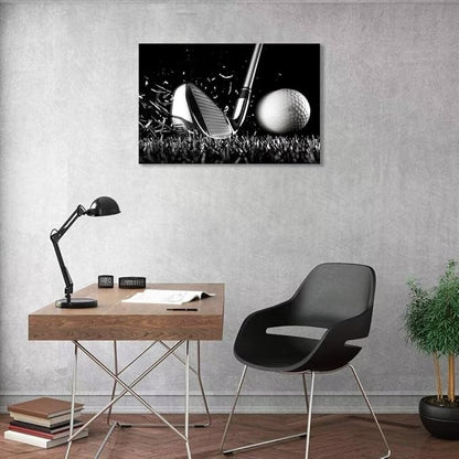Golf Wall Art Golf Ball Picture Canvas Prints Golf Poster Wall Decor for Living Room Bedroom Home Decorations Framed Artwork Ready to Hang(18''H x 24''W)