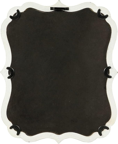 Rustic White Small Scalloped Wall Mirror 12" x 15", Mirror Wall Decor, Decorative Wall Mounted Mirrors, Bathroom Mirrors for Vanity, Distressed Finish Vintage Wall Mirror for Living Room