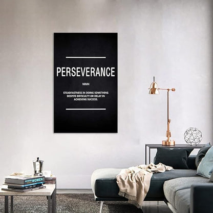 Inspirational Canvas Wall Art Motivational Painting Perseverance Noun Pictures Inspiring Entrepreneur Quote Success Posters and Prints Artwork Decor for Home Office Framed Ready to Hang (28" Wx44 H)