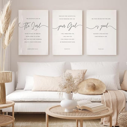 GUBIYU The Lord Your God Is Good Wall Art Black and White Christian Home Decor Framed Bible Verse Quote Wall Decor for Bedroom Farmhouse Rustic Living Room Minimalist Christian Canvas Wall Art 16"x24"