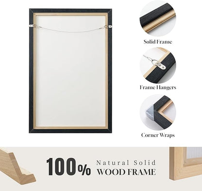 Extra Large Framed Brown Black Abstract Wall Art for Living Room, Oversized Modern Canvas Prints Vertical Artwork for Walls, Contemporary Earth Pictures for Bedroom Dining Hallway Wall Decor 40x60 In