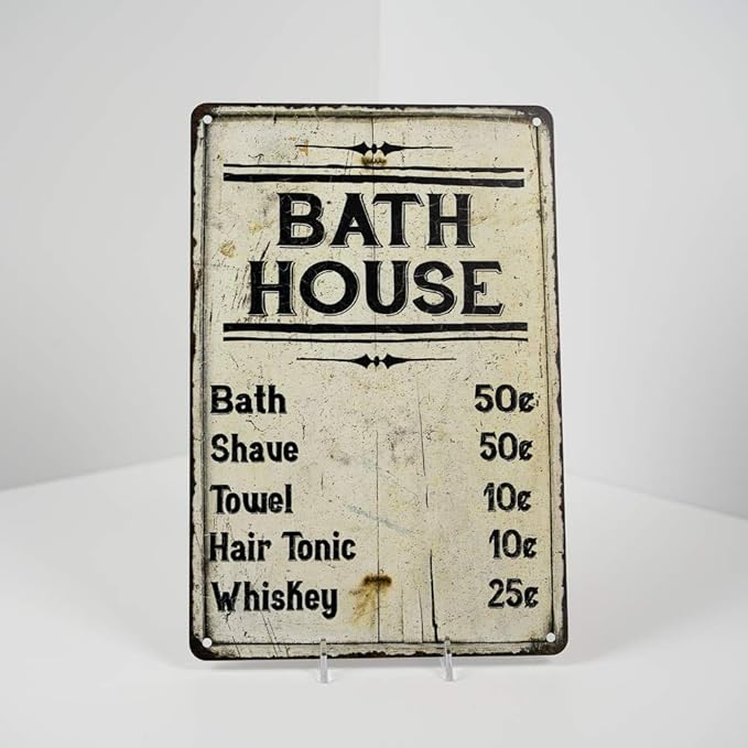 Chico Creek Signs Bath House Price List Sign Vintage Decor Signs Shower Shave House Farmhouse Rustic Bathroom Decorations Wall Art Tin Bathhouse Metal Gift 8 x 12 High Gloss 208120020175