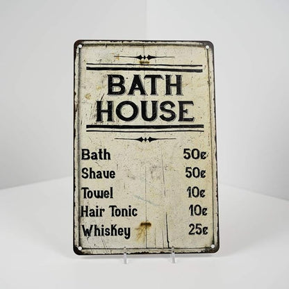 Chico Creek Signs Bath House Price List Sign Vintage Decor Signs Shower Shave House Farmhouse Rustic Bathroom Decorations Wall Art Tin Bathhouse Metal Gift 8 x 12 High Gloss 208120020175