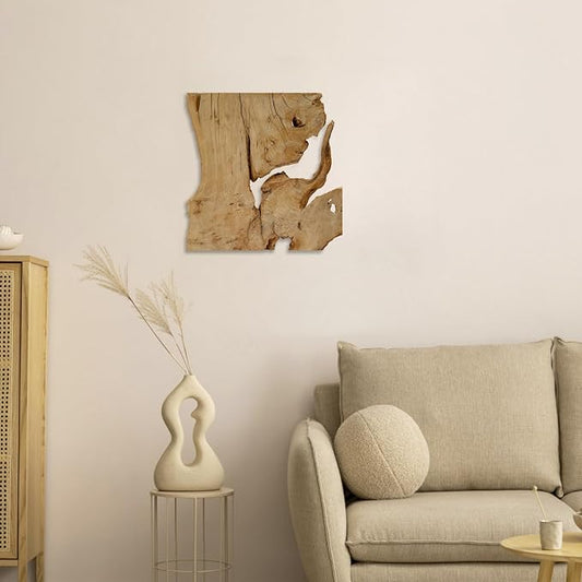 Natural Wood Wall Art - Handcrafted Rustic Decor, Frameless Design for Living Room, Bedroom, Kitchen, or Office - Unique Organic Charm for Your Home