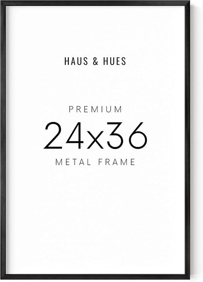 HAUS AND HUES 24x36 Black Metal Picture Frame - Features Premium Aluminum & Hanging Hardware, Shatterproof Plexiglass - Ideal for Home, Room, Office (24x36 in, Black, Set of 1)