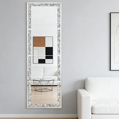 ZOLAPI Glamorous Crystal Crush Diamond Design – Adorned with Sparkling Crushed Diamond Trim Along the Edges, This Frameless Mirror adds a Touch of Luxury and Elegance to Any Space(11x14 inch 4pcs)