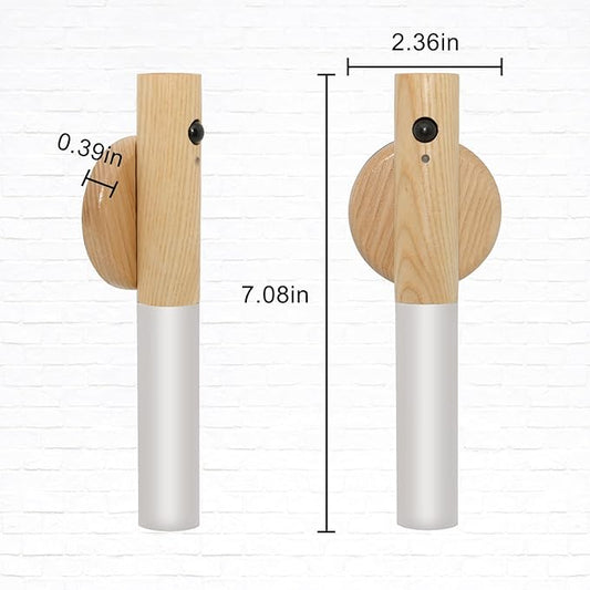 Motion Sensor Wall Sconces, Smart Portable Sensor Night Light Wood USB Rechargeable Magnetic Night Light (White Ash Wood 2PCS)