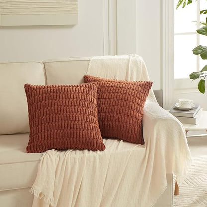 Fancy Homi 4 Packs Decorative Throw Pillow Covers for Living Room Couch Bed, Modern Farmhouse Boho Home Décor Accent Cushion Case, 18" x 18", Rust
