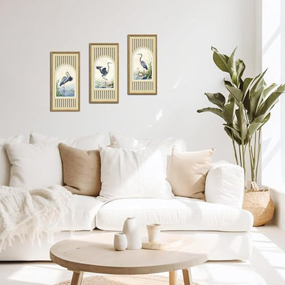 IARTTOP Great Blue Heron Wall Decor Set of 3 Farmhouse Coastal Birds Wall Art 8x16 Inch Watercolor Bird Art Prints Nature Wildlife Artwork for Living Room Bedroom Office Framed