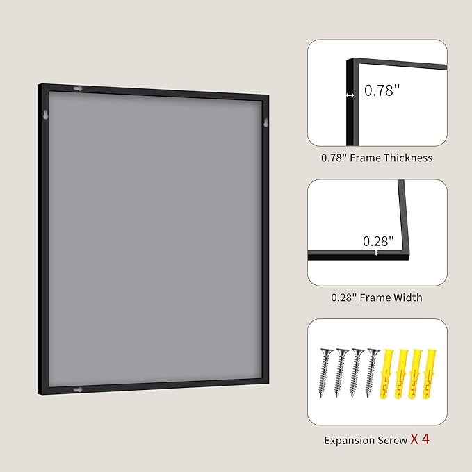 YIROMAN Bathroom Mirror 18"x24", Black Bathroom Mirrors for Over Sink with Aluminum Frame, Rectangular Vanity Mirror with Right Angle, Wall Mirror for Oversink, Vanity, Bedroom, Living Room