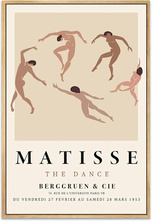 Zzuyi Henri Matisse Framed Wall Art,Matisse The Dance Poster,Danish Pastel Room Decor Aesthetic,Boho Framed Wall Art for Room Decor-16''x24''Natural Framed
