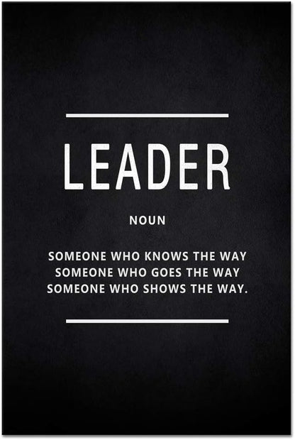 Leader Noun Motivational Wall Art Inspiring Painting Prints on Canvas Inspirational Leadership Entrepreneur Quotes Posters Inspiration Pictures Wooden Decorations Artwork for Office Home (12”Wx16”H)