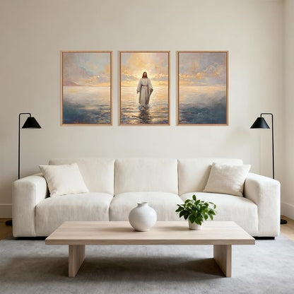 Large Jesus Christian Framed Canvas Wall Art Set,Bible Stories Faith Wall Decor,Vintage Modern Artwork for Living Room,Bedroom,Dining Room,Office -16"x24"x3