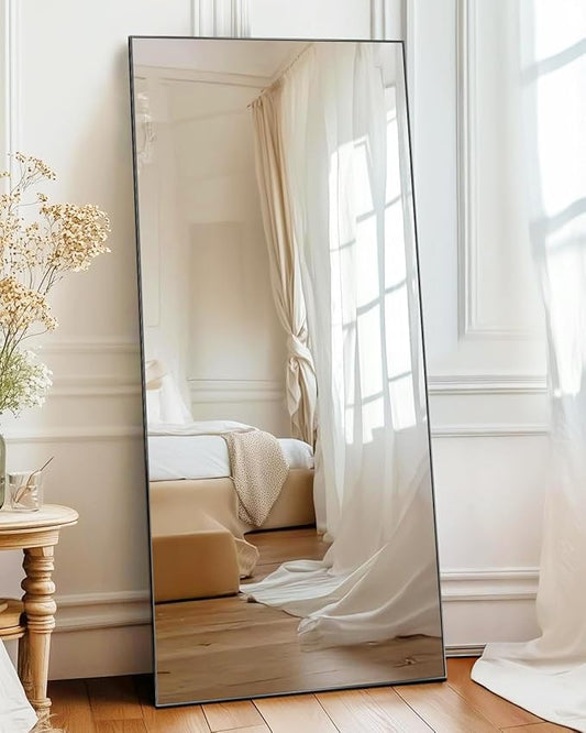 Antok Full Length Mirror, 71"x32" Floor Mirror, Floor Standing Freestanding Full Body Mirror with Stand for Bedroom, Hanging Mounted for Living Room Cloakroom, Black