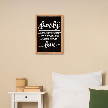 AuraPeak Family Wall Decor For Family A Little Bit Of Crazy Sign Hallway Entryway Horizontal Home Modern Positive Farmhouse Living Room Wall Hanging Art (Wood Black 16"×10")