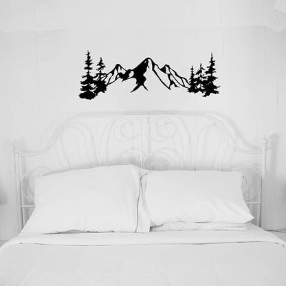 Yuzhuo Metal Mountain Wall Art Decor, Mountain Forest Silhouette Art Suitable for Living Room Bedroom Indoor Outdoor Garden Home Decoration (L)