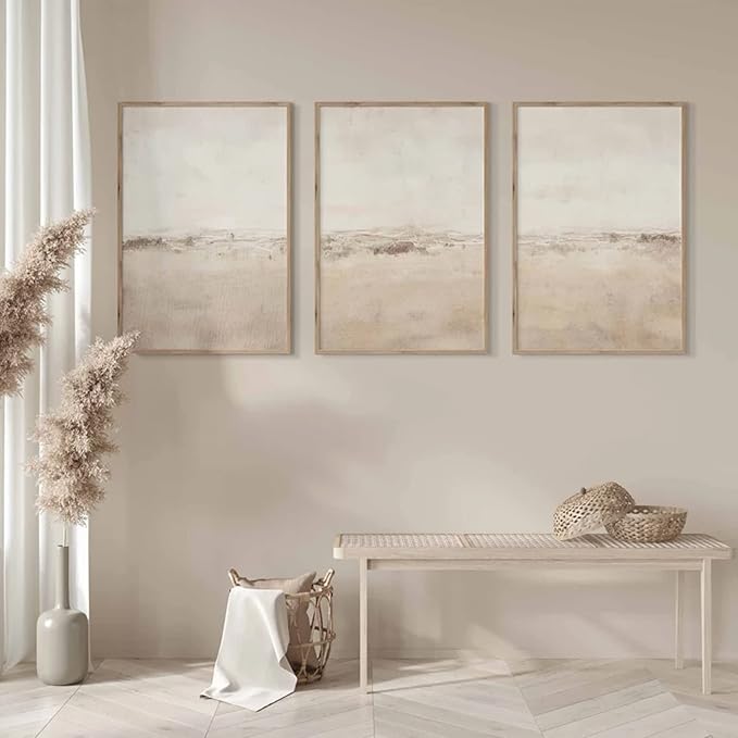 Baccone Beige Abstract Wall Art Set of 3 Neutral Canvas Wall Art Prints Boho Abstract Picture Modern Abstract Art Wall Decor Minimalist Artwork for Living Room Beroom Decor 24x36 Inch Unframed