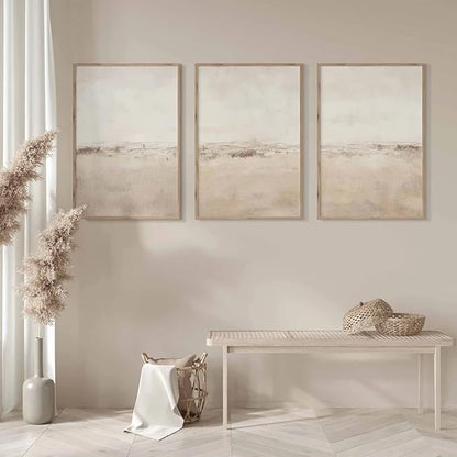 Baccone Beige Abstract Wall Art Set of 3 Neutral Canvas Wall Art Prints Boho Abstract Picture Modern Abstract Art Wall Decor Minimalist Artwork for Living Room Beroom Decor 24x36 Inch Unframed