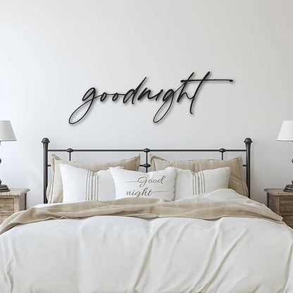 Snlioek Goodnight Sign Wall Decor,Black Wooden Minimalist Decoration,Living Room Wall Decor for Living Room Office Bedroom Hotel Home Wall Decoration