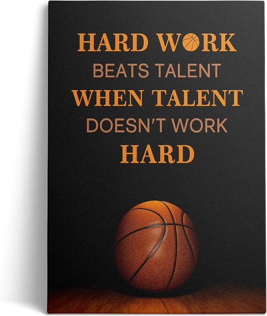Jumong Motivational Wall Decor Basketball Canvas Wall Art Inspirational Sayings Posters Wooden Frame Encouraging Canvas Posters for Office Work Dorm Home Living Room Bedroom and Gym