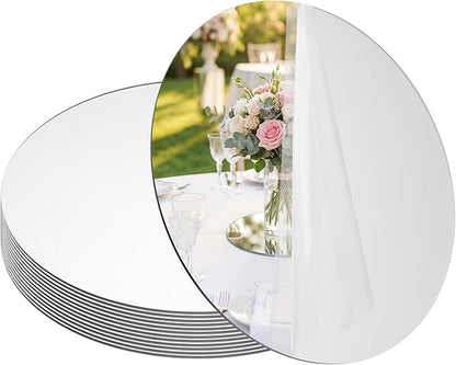 SUREAM Mirror Centerpieces for Tables, 12 Packs 8 Inch Circle Mirror, Centerpiece Base for Wedding Table Wall Party Decorations, 2mm Thick