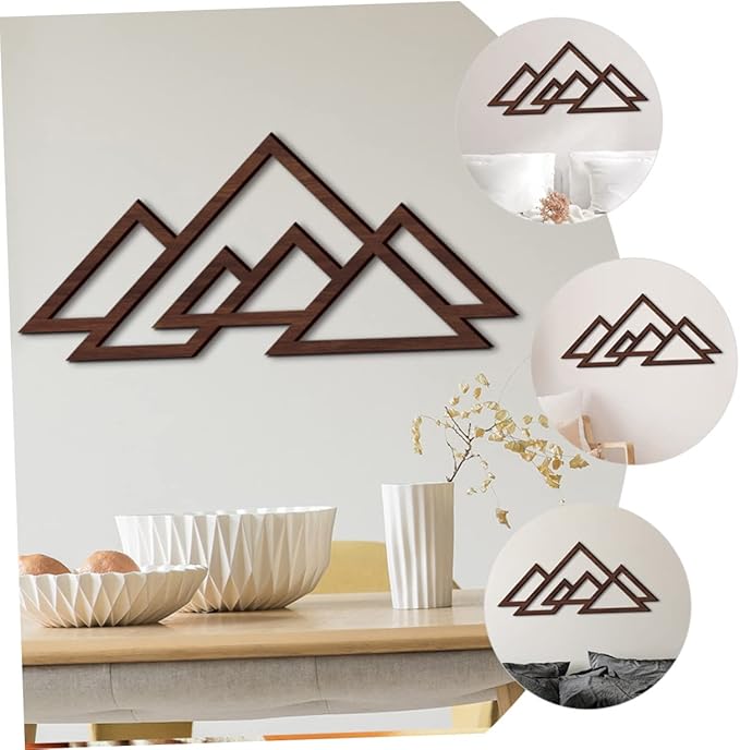 Cabilock Decorative Abstract Wall Decor Wall Ornament Wooden Craft Wood Mountain Decor