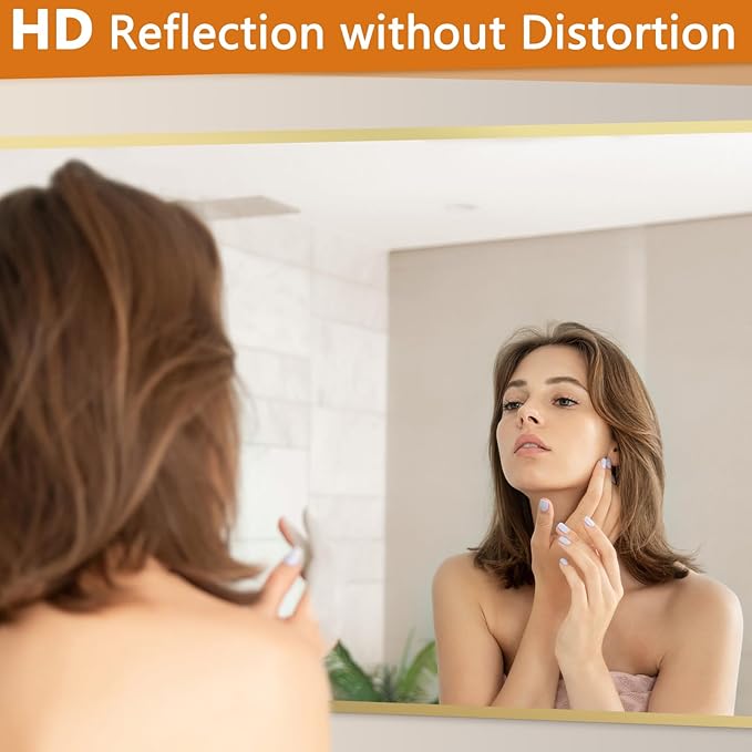 Full Length Mirror, 71"x32" Large Floor Mirror Free Standing, Gold Full Body Mirror for Bedroom Living Room Gym, Shatterproof Tempered Glass
