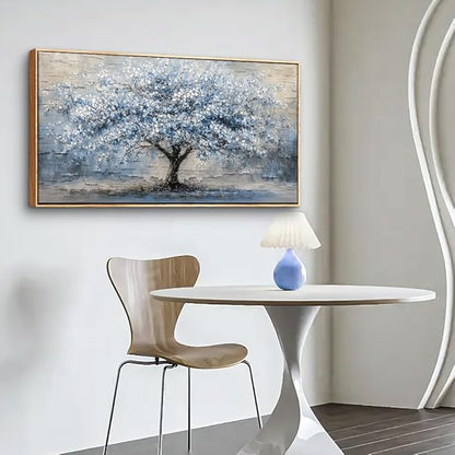 ZUITINGHUA Large Canvas Wall Art For Living Room Wood Framed Bedroom Wall Decorations Grayish Blue Tree Abstract Paintings Modern Office Decor Canvas Prints Artwork Home Decor Posters 30x60 In