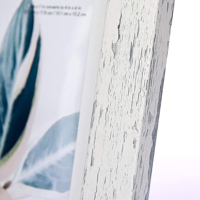 Rustic White 5x7 Picture Frame,Display 5x7 without Mat or 4x6 with Mat
