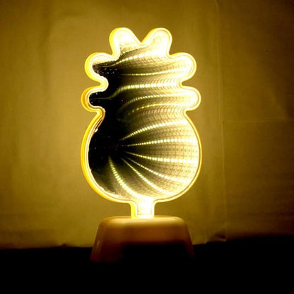 Infinite Mirror Tunnel Light, LED 3D Pineapple Sign Night Light for Party Home Decor and Children's Room (Double Sided)
