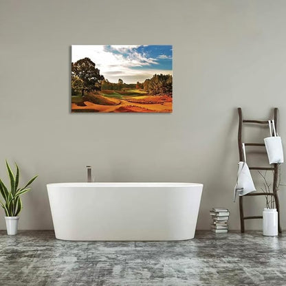 Tobacco Road Golf Course Wall Art for Living Room Bedroom Bathroom Home Decoration North Carolina Golf Course Picture Poster Framed Artwork Golf Canvas Prints Ready to Hang(18''H x 24''W)