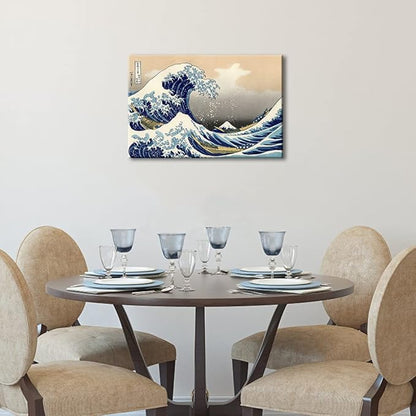 Wieco Art Great Wave of Kanagawa Katsushika Hokusai Modern Stretched and Framed Canvas Prints Artwork Abstract Landscape Pictures Paintings on Canvas Wall Art for Home Office Decorations Wall Decor