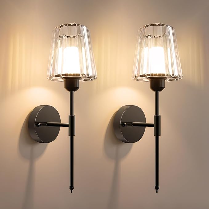 Adetu Crystal Battery Operated Wall Sconces Set of Two, Gold Rechargeable Wall Lights with 10000mAh Dimmable Magnetic Bulb, RGB Rechargeable Battery Wall Sconce with Remote Control for Bedroom Decor