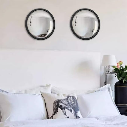 12" Matte Black Round Convex Mirror, Small Circle Wall Mirror with Thick Metal Framed, Round Decorative Wall Mirrors for Bathroom, Vanity