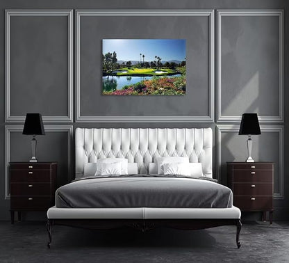 chenchenArt Indian Wells Golf Course Wall Art Picture Golf Course Poster Wall Decor for Living Room Bedroom Home Decorations Golf Artwork Canvas Prints Framed Ready to Hang(18''H x 24''W)