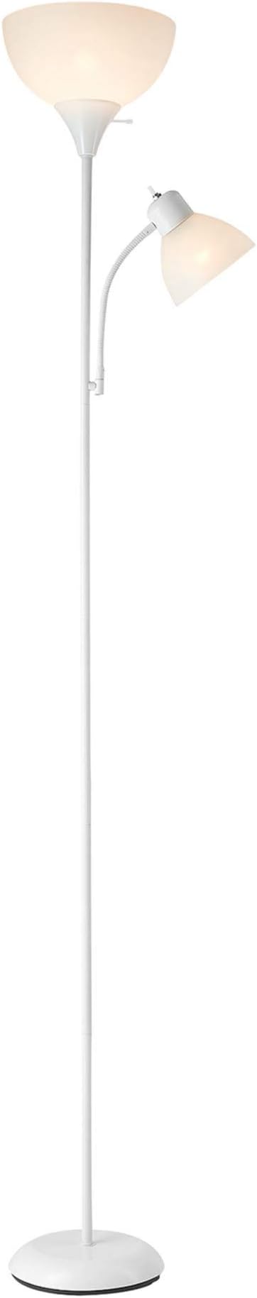 Globe Electric 67135 72" Floor Lamp with Adjustable Reading Light, Bright, Easy-to-Assemble Torchiere for Bedroom, Living Room & Office - Space-Saving Slim Design