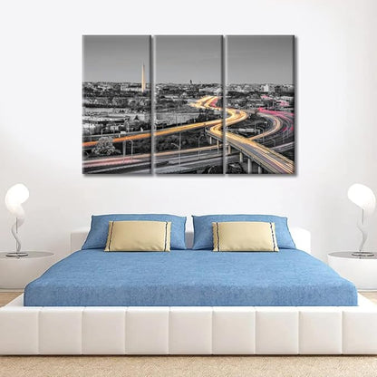 3 Pieces Washington DC Skyline Wall Decor for Living Room American Cityscape Artwork Wall Decor for Bedroom Giclee Wooden Framed Gallery-Wrapped Ready to Hang (60" Wx40 H)