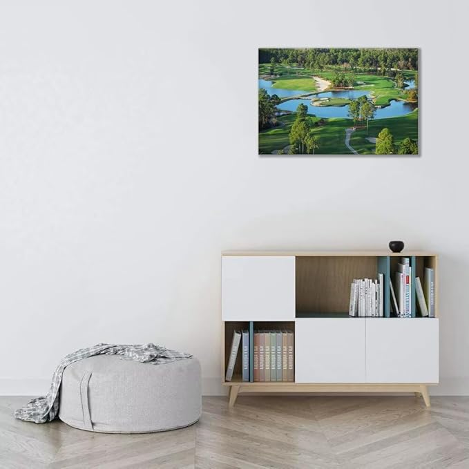chenchenArt King's North Golf Course Wall Art for Living Room Bedroom Bathroom Home Decorations Myrtle Beach National Club Picture Canvas Prints Modern Artwork Framed Ready to Hang(18''H x 24''W)
