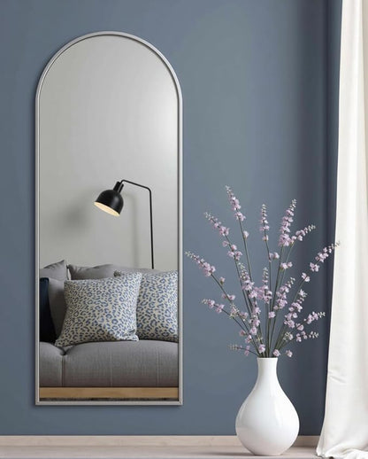 Dewfig Full Length Mirror, 58"x18" Large Floor Mirror with Stand, Full Body Mirrors for Leaning or Hanging, Standing Mirrors for Bedroom, Living Room,Dressing Room, Aluminum Alloy Frame, White