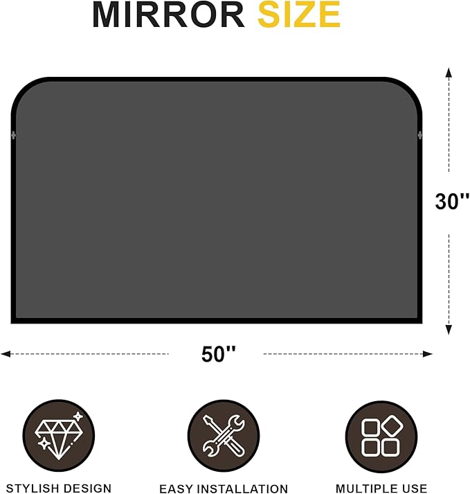 Bathroom Vanity Mirror for Wall, 50" x 30" Black Metal Framed Bathroom Mirror for Over Sink, Living Room, Bedroom, Entryway, Mantel, Fireplace Decor