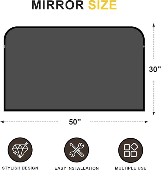 Bathroom Vanity Mirror for Wall, 50" x 30" Black Metal Framed Bathroom Mirror for Over Sink, Living Room, Bedroom, Entryway, Mantel, Fireplace Decor