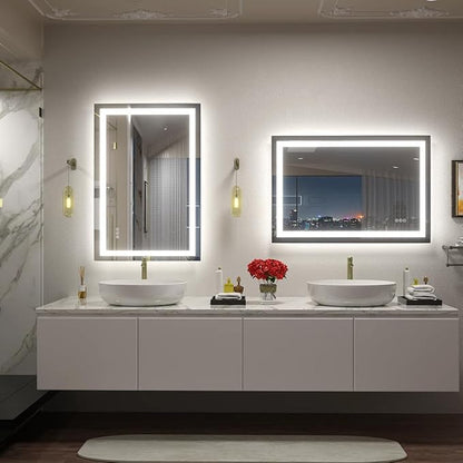 24x36 LED Bathroom Mirror with Backlit and Front Lights, Lighted Bathroom Vanity Mirror for Wall, Anti-Fog, Memory, Shatter-Proof, ETL Listed (Horizontal/Vertical)
