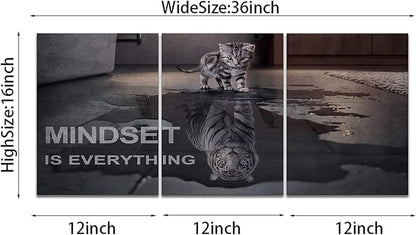 Mindset is Everything Motivational Wall Art, KAWAHONE Inspirational Entrepreneur Quotes Posters Framed, Canvas Artwork Painting Picture for Home Decoration Living Room Office Bedroom, 12"x16"x3 PCS