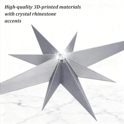 BreezeHug 6 Pcs Mid Century Modern Home Decor Star Art Wall Sculpture with Rhinestone Retro 3D Plastic Star Art Wall Sculpture Bling Diamonds Decor for Home Office Bedroom Entryway(Silver)