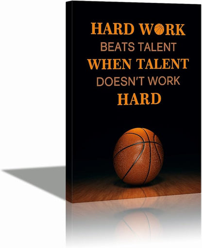 Jumong Motivational Wall Decor Basketball Canvas Wall Art Inspirational Sayings Posters Wooden Frame Encouraging Canvas Posters for Office Work Dorm Home Living Room Bedroom and Gym