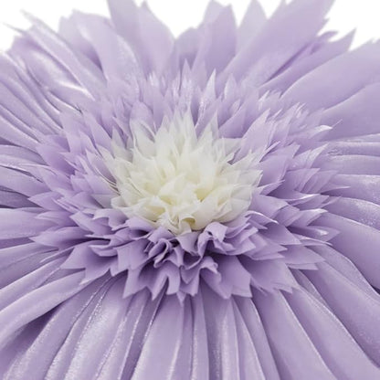 Decorative 3D Round Flower Pillow Handmade Daisy Floral Throw Pillow with Insert Cute Satin Accent Cushion for Sofa Bed Couch Living Room Brdroom Boho Home Decor 14 Inch Lavender Purple