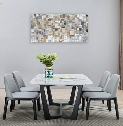 yearainn Large Abstract Canvas Wall Art for Living Room Wall Decor Geometric Patterns Prints Artwork Brown Grey Indigo Rectangle Canvas Pictures Home Office Wall Decorations Ready to Hang 24" X 48"