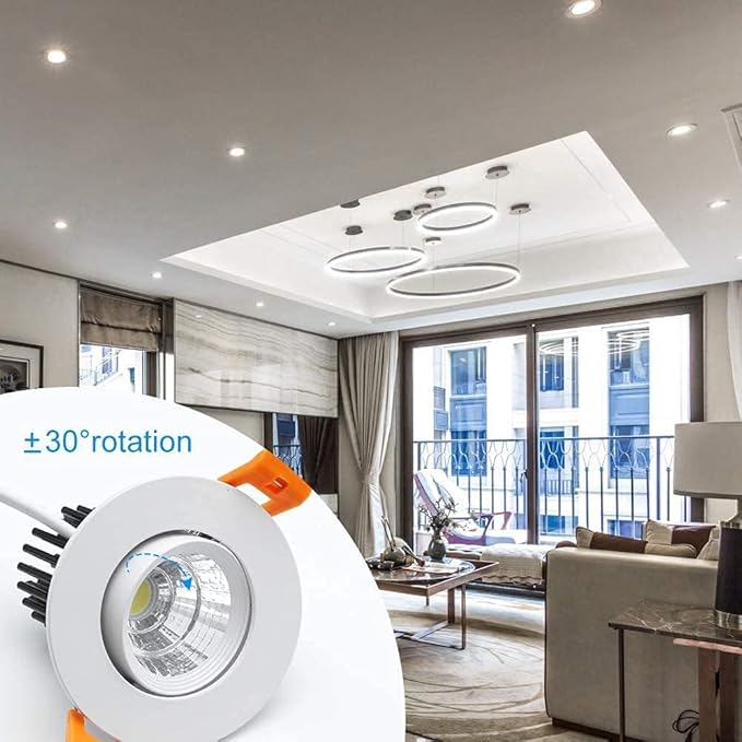 inShareplus 2 Inch LED Downlight, 3W Recessed Lighting COB Dimmable, 5000K Daylight White, CRI80, Ceiling Lights with LED Driver, 20 Pack