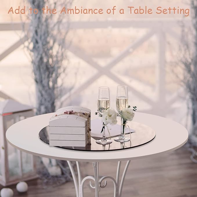 10" Round Mirror Plates, Circle Mirrors for Table Centerpieces & Wedding Decorations, 2mm, 12 Pack